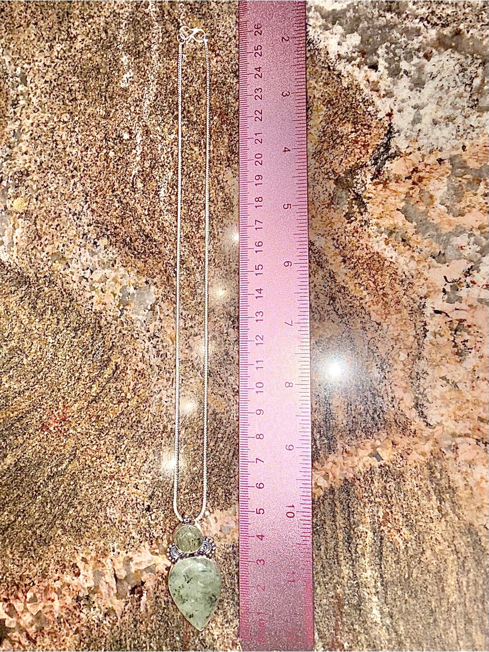 Moss Prehnite Southwest Styled Silver Artisan Necklace 17” (Mint to Olive Green) - Picture 3 of 7